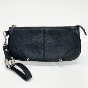 Talbots Black Leather Wristlet Clutch